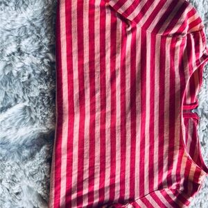 Red and Pink Striped Top